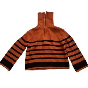 Blank NYC Aces High Turtleneck Half-Zip Sweater in Burnt Orange/Black